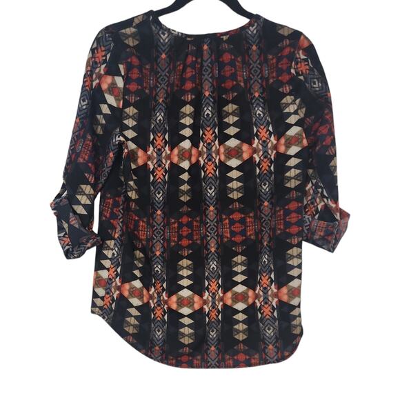Aztec Print TeenPlo Made in USA Top 3/4 Sleeves Small - Picture 1 of 11